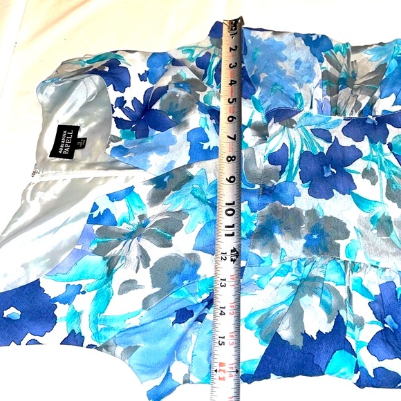 Women’s ADRIANNA PAPEL Rayon & Nylon Blue Sleeveless Sweetheart Midi Dress Sz 10 - Picture 9 of 12